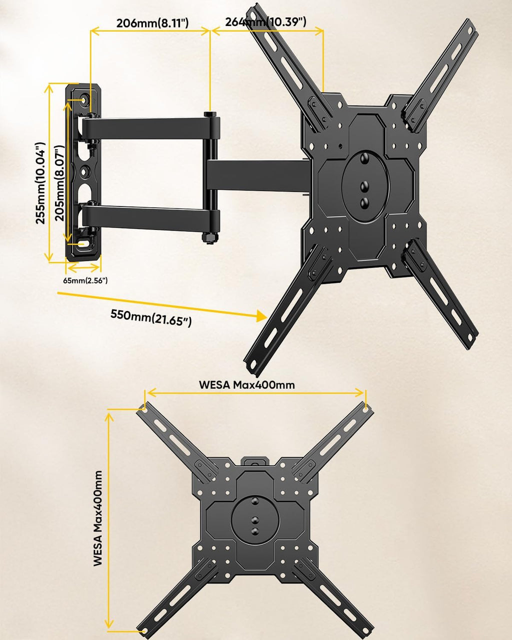 FORGING MOUNT TV Wall Mount for 26-65 inch TVs up to 88 lbs,Rotating Full Motion TV Wall Mount with Articulating Arms, Extension, Tilt, Swivel, Max VESA 400x400mm