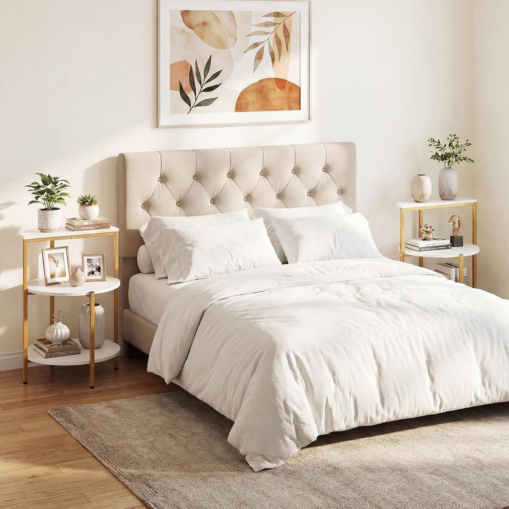 Giantex 3-Tier Round Side Table Set of 2, Wood Bedside Sofa End Table with St...