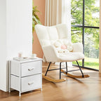 DUMOS Nightstand Small Dresser with 2 Fabric Drawers Side Tables Bedroom End Table Kids Bedside Storage Furniture for 20 inch Tall Night Stand for Closet, Entryway, College Dorm, White(2 Pack)