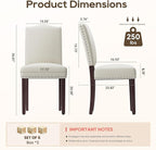 Upholstered Dining Chairs Set of 6 with Thickened Seat Cushion, Wooden Mid-Century Modern Fabric Farmhouse Kitchen Chairs for Dining Room Living/Restaurant/Reading Room(Beige)