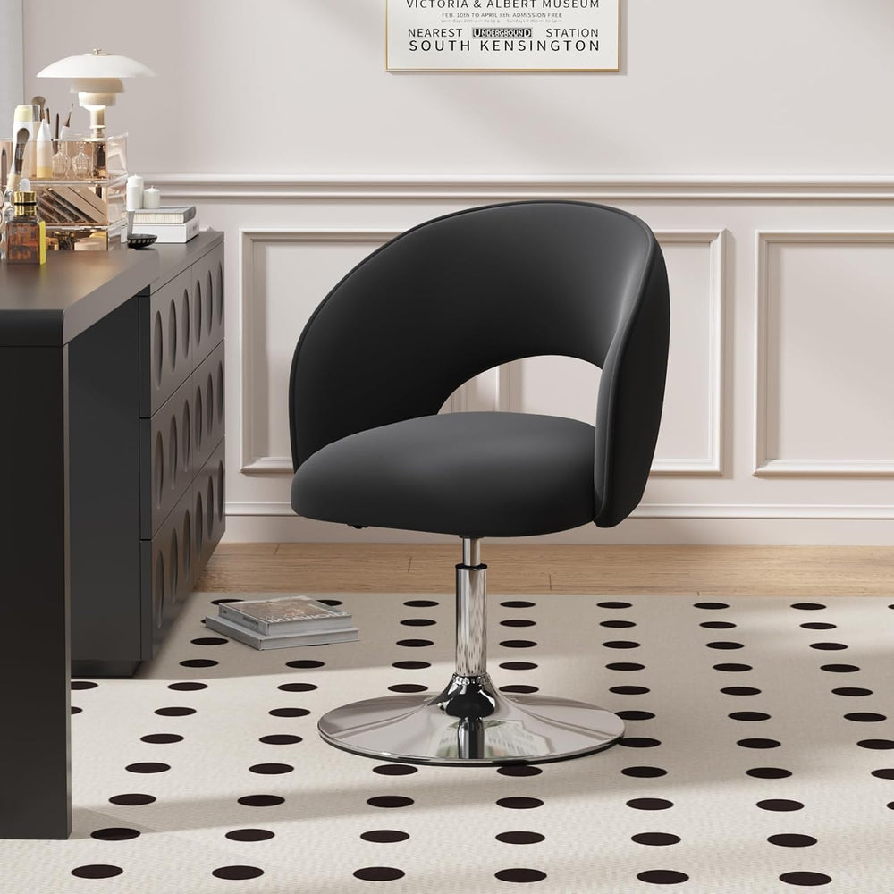 Furniliving Vanity Chair, Salon Chair Flexible Round-Back, 360° Accent Chair ...