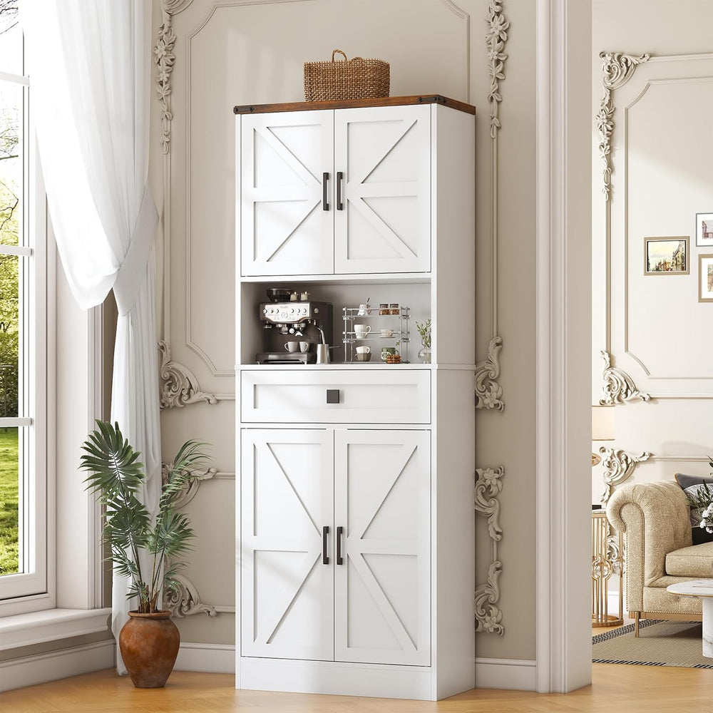 67" Tall Farmhouse Pantry Cabinet with Drawer,Small Storage Cabinet for ...