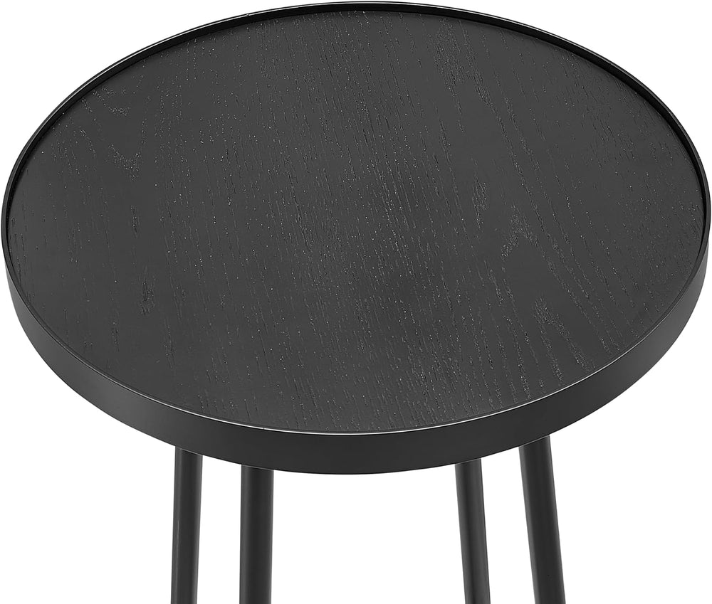 Ranlo Modern Round Accent Table with Geometric Metal Legs in Black Finish