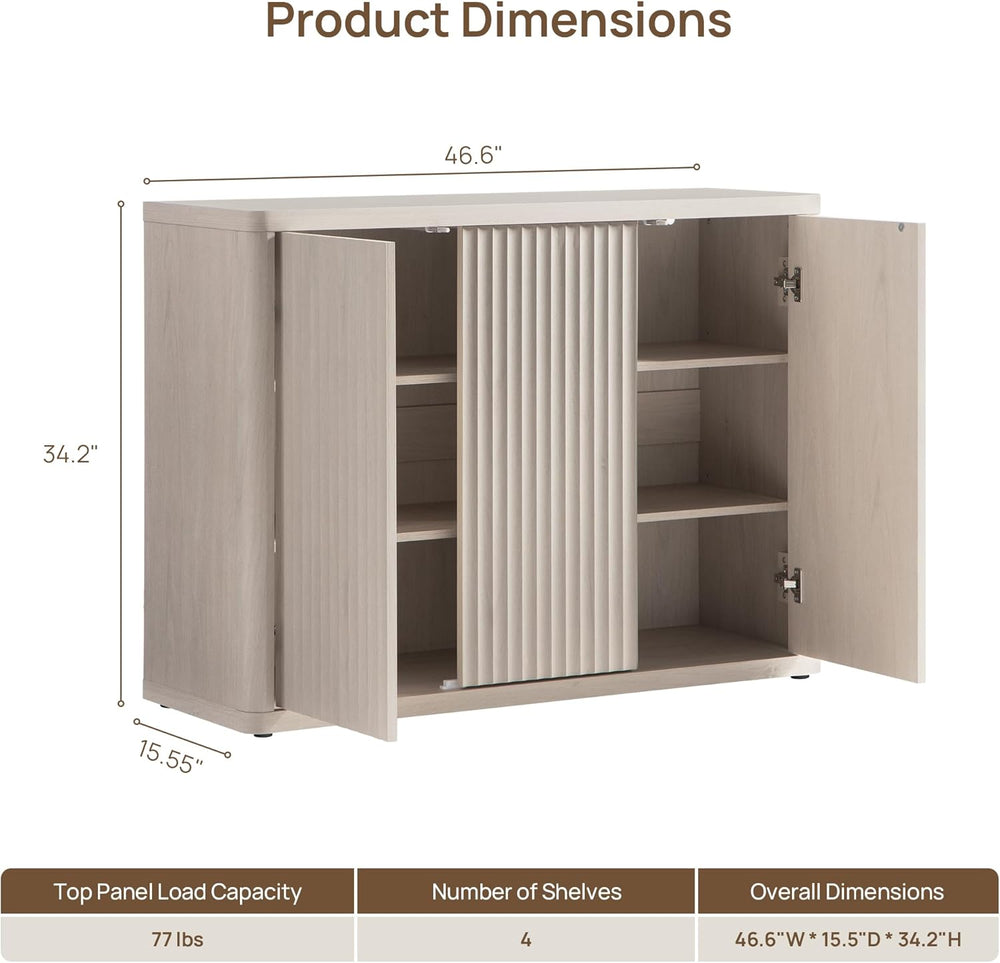 SICOTAS Buffet Cabinet with Storage Accent Sideboard with 3 Doors Modern 46.6...