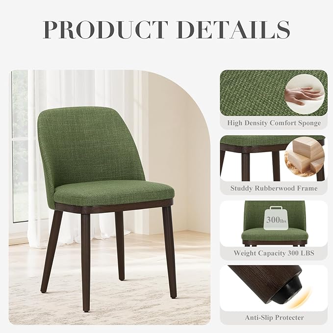 COLAMY Upholstered Dining Chairs Set of 4, Modern Kitchen Chairs with Back, L...