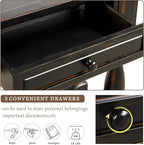 Merax Wood Farmhouse Entry Way Hallway Table with Drawers and Bottom Shelf Narrow Long Sideboard for Living Room (Distressed Black)