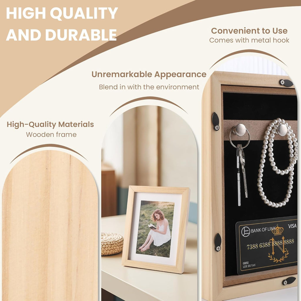 Diversion Safe 6.5"x8.5" Picture Frame Safe with Secret Compartment for Valuables, Hidden Storage Picture Frame with Hooks, Wall-Mounted Secret Storage Box for Bedrooms, Living Rooms, and Offices
