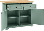 Crosley Furniture Holbrook Traditional Kitchen Island Breakfast Bar Table with Counter-Height Seating, Distressed Seafoam Blue