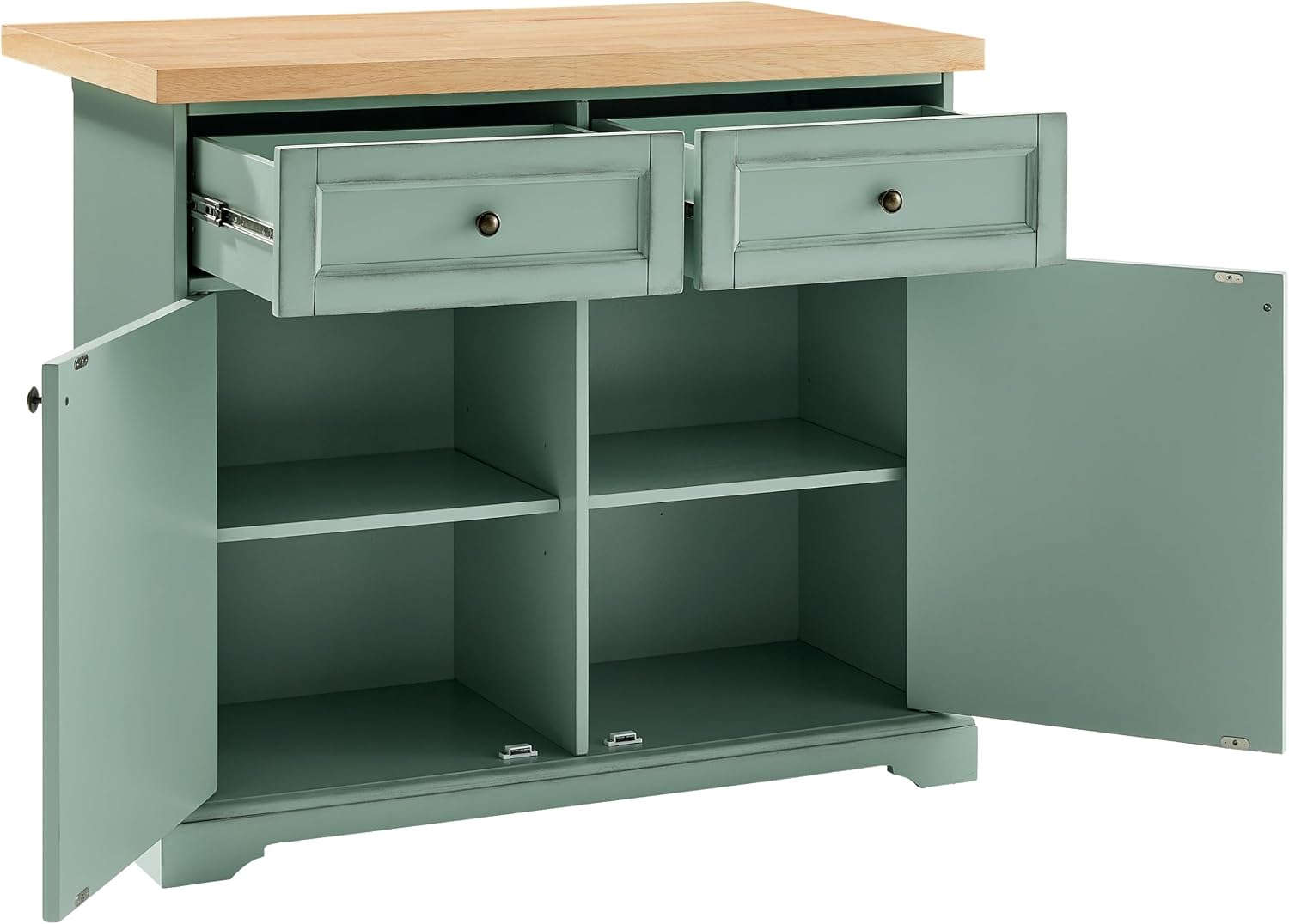 Crosley Furniture Holbrook Traditional Kitchen Island Breakfast Bar Table with Counter-Height Seating, Distressed Seafoam Blue