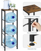 5 Gallon Water Jug Holder 3-Tiers Water Dispenser Stand Rack, Water Bottle Organizer with Storage Shelves for Kitchen Living Room Office, Rustic Brown