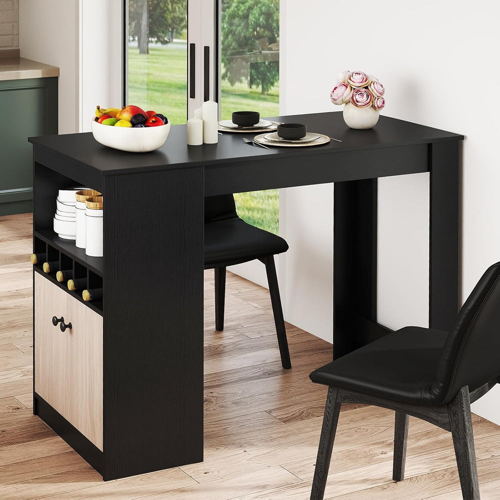 Giantex 48" Dining Table, Counter Height Bar Table with Storage Cabinet,...