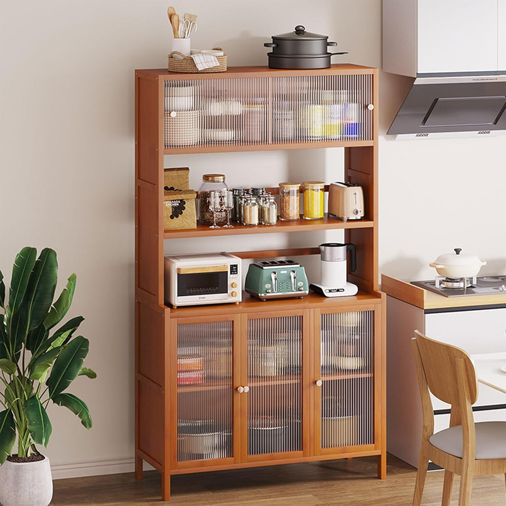 Narrow Kitchen Pantry Storage Cabinet, Sliding Racks with Door, Kitchen Pantr...