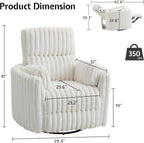 Jocisland Power Rocking Nursery Chair, Oversized Recliner Swivel Glider Chairs for Adults with 2 Pillows, USB & Type-C, Beige Corduroy