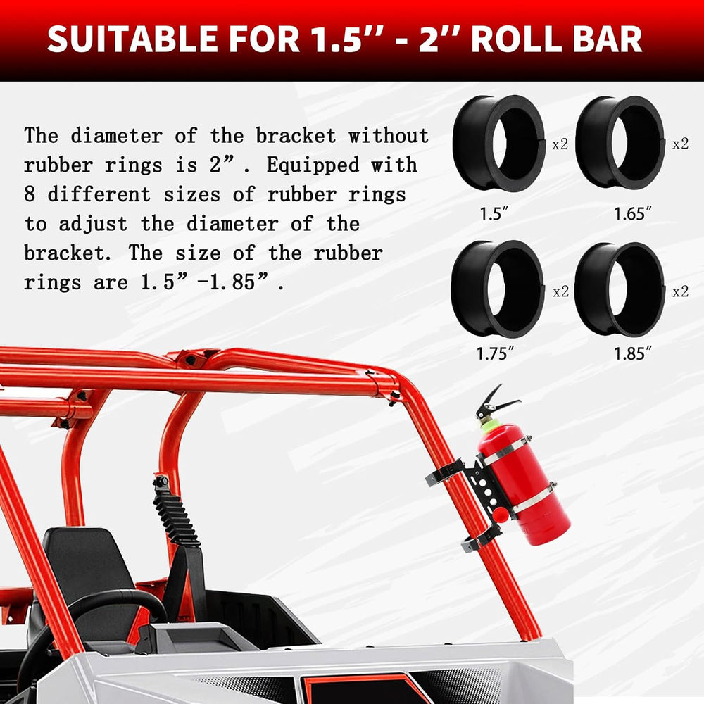 CNC Aluminum UTV Fire Extinguisher Mount Kit, Adjustable Roll Bar Fire Exting...