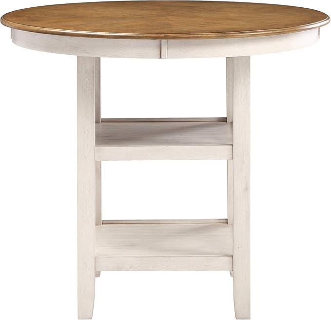 New Classic Furniture Cori 5-Piece Round Counter Dining Set with 1 Dining Table and 4 Chairs, 42-Inch, Beige and Brown