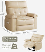 GarveeHome Oversized Recliner Chair - PU Leather Manual Recliner for Adults, Lazy Chair with 1.5X Sponge Comfort Arm and Back for Living Room, Bedroom