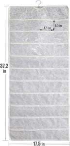 BB Brotrade Hanging Jewelry Organizer, Double-Sided Jewelry Storage Organizer with Embossed Pattern, 80 Clear PVC Pockets for Holding Jewelries (White)