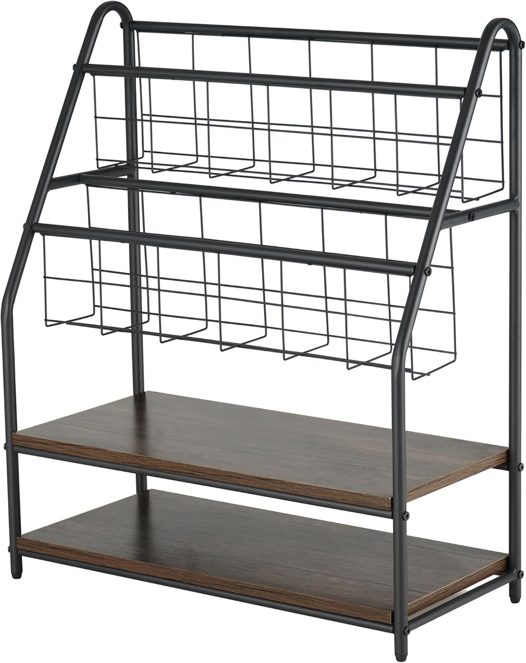VECELO Kids Front Facing Book Shelf, 2 Tier Toddler Book Display Storage Rack, Metal Wood Freestanding Children Bookcase with Toy Organizer Bin Space for Nursery Playroom Bedroom Daycare