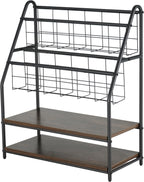 VECELO Kids Front Facing Book Shelf, 2 Tier Toddler Book Display Storage Rack, Metal Wood Freestanding Children Bookcase with Toy Organizer Bin Space for Nursery Playroom Bedroom Daycare