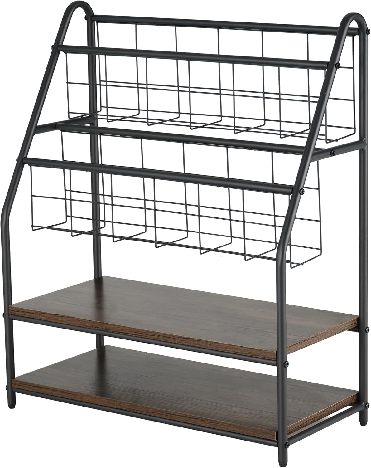 VECELO Kids Front Facing Book Shelf, 2 Tier Toddler Book Display Storage Rack, Metal Wood Freestanding Children Bookcase with Toy Organizer Bin Space for Nursery Playroom Bedroom Daycare