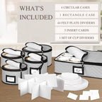 China Storage Containers 5-Piece Set Moving Boxes for Dinnerware, Glasses, Plates, Mugs and Saucers Sturdy Quilted Microfiber Dish Organizer with Dividers for Seasonal Storage - Holds Set of 12, Gray