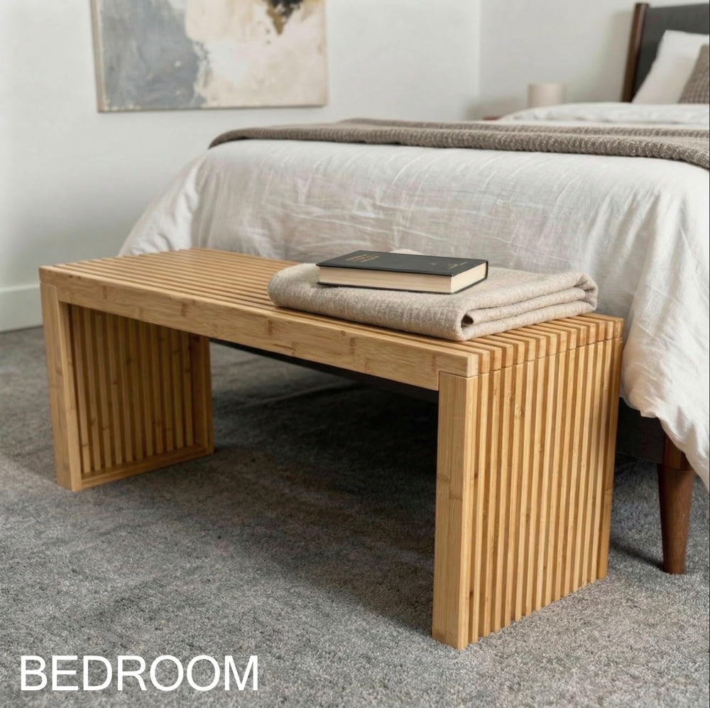 Bamboo Natural 36 inch Wooden Bench, Small Wood Benches for Entryway, Living ...