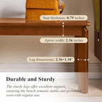 Dining Bench, Solid Wood Bench with Wide Seat, Mid Century Modern Bench, End of The Bed Bench, 47.2" L x 11" W x 16.5" H(Natural)