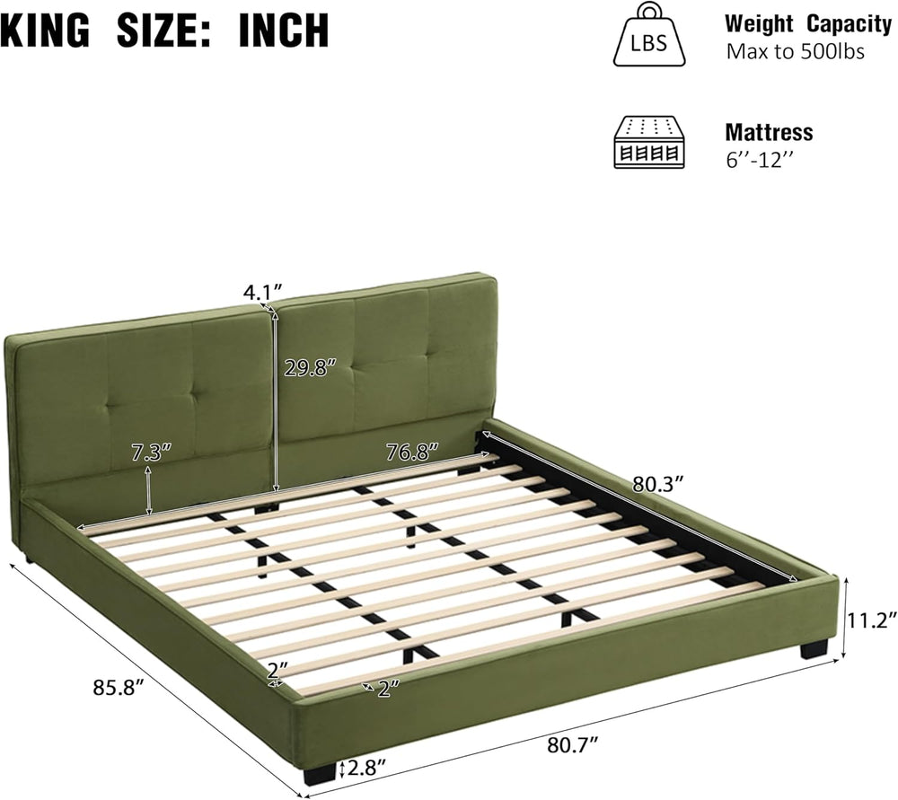 Christopher Knight Home Cordo King Size Bed, Velvet Upholstered Platform Bed,...