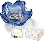 Gifts for Women Flower Jewelry Dish Ring Holder Dish Jewelry Tray Bathroom Vanity Organizer Blue Room Decor Aesthetic Nightstand Bedroom Decor Trinket Dish Small Friendship Wedding Birthday Gifts