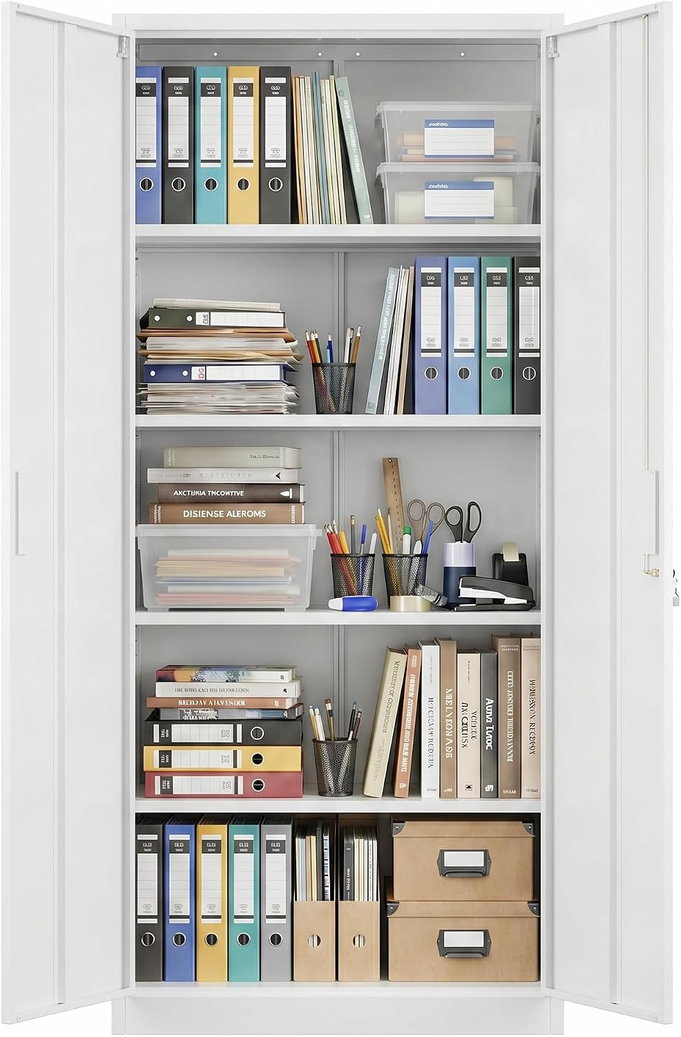 71-Inch Lockable Metal Storage Cabinet, White | 15.75"D x 31.50"W x...