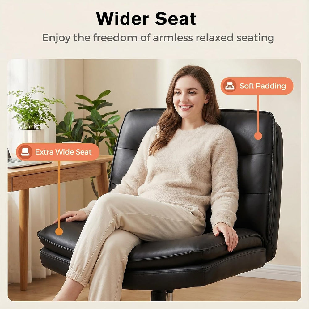 GTPLAYER Cross Legged Office Chair, Armless Desk Chair Cute Vanity Chair with...