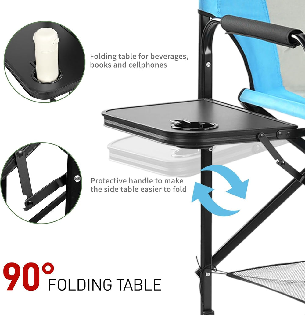 Outvita 4 Piece 31" Tall Directors Chair Height Seat Folding with Side T...