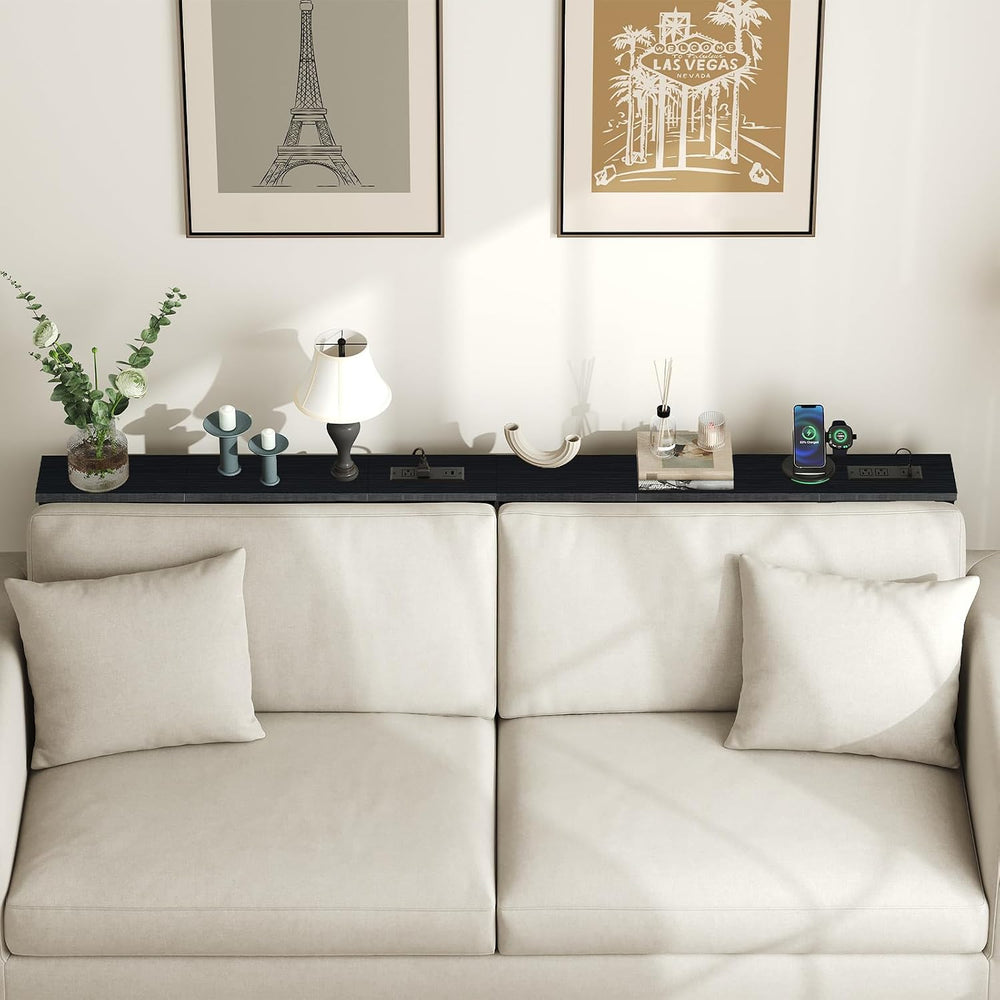 HOOBRO 39.4 Inch Narrow Console Table with Power Outlets, 5.9 Inch Sofa Table...
