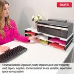 Ultimate Office TierDrop Desktop Organizer Document, Forms, Mail, and Classroom Sorter with Optional Add-On Tiers for Easy Expansion (Gray w/Black, 6-Compartment Unit)
