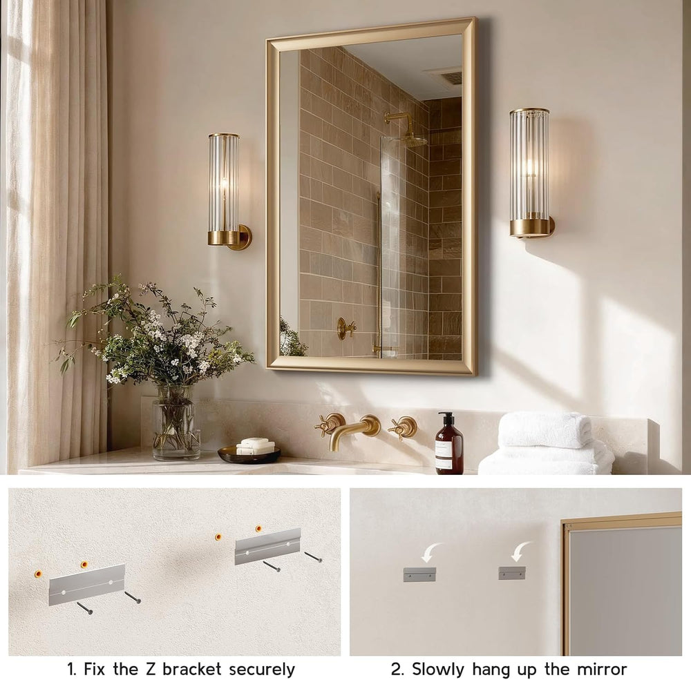 Gold Bathroom Mirror 24x36 Inch, Rectangle Vanity Mirror