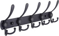 Dseap Coat Rack Wall Mounted - 5 Tri Hooks, Heavy Duty, Stainless Steel, Metal Coat Hook Rail for Coat Hat Towel Purse Robes Mudroom Bathroom Entryway,Black