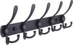 Dseap Coat Rack Wall Mounted - 5 Tri Hooks, Heavy Duty, Stainless Steel, Metal Coat Hook Rail for Coat Hat Towel Purse Robes Mudroom Bathroom Entryway,Black