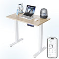 HUANUO 32 inch Electric Standing Desk with Smart APP, Alexa & Google Voice Control, Wi-Fi, Adjustable Height, 6 Memory Settings, Sedentary Reminder, Posture & Neck Care, Sit-Stand Desk, Light Walnut