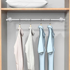 Industrial Iron Pipe Clothes Hanging Bar DIY Wall-Mounted Garment Rack Heavy Duty Clothing Rack for Bedroom, Laundry Room, Closet Storage (White 40 inch)