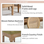 French Country Dining Chairs Set of 2, Olive Green Kitchen & Dining Room Chairs Set of 2, Rattan Dining Chairs, Cane Back, Wood Legs, Sillas De Comedor (Rattan, Olive Green, 2Pcs)