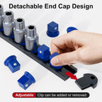 FivePears 3PCS 360° Socket Organizer Twist Lock,3/8 1/4 1/2 Socket Storage Rails, Premium Quality Socket Holders for Tool Box ，Tool Carts，Contains up to 40 Clips (Blue, Red and Black)