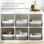 Fabric Storage Bins 12x8x5 inch [6-Pack] with Rope Handles - Decorative Baskets for Organizing