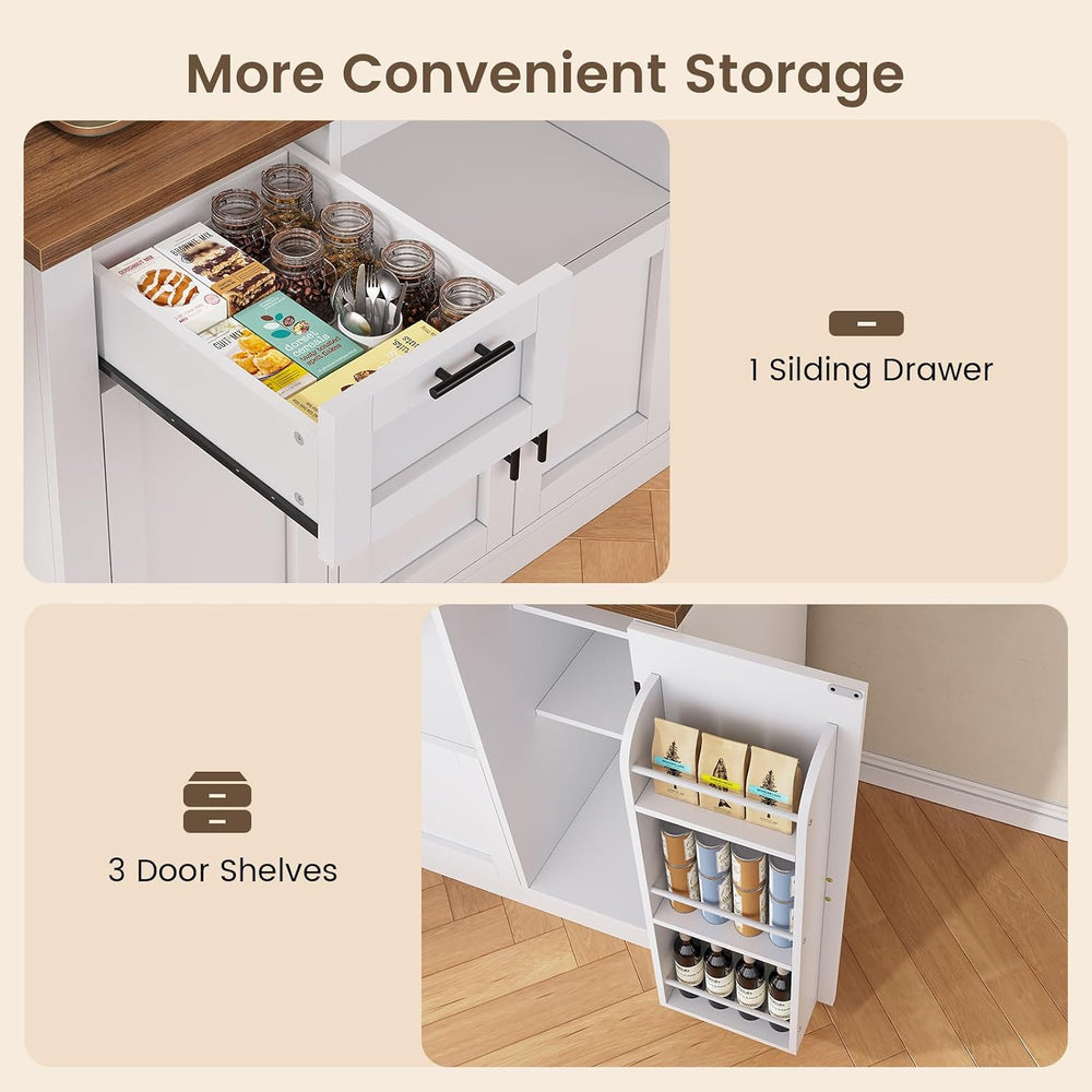 Itaar 71" Pantry Cabinet with Charging Station and LED Light, Kitchen Pa...