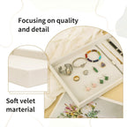 Mornajina 13.8" x 9.5" Velvet Jewelry Tray Jewelry Display Tray, Stackable Empty Plate Trays for Earrings Necklaces Bracelet Rings Display Showcase - Light Khaki