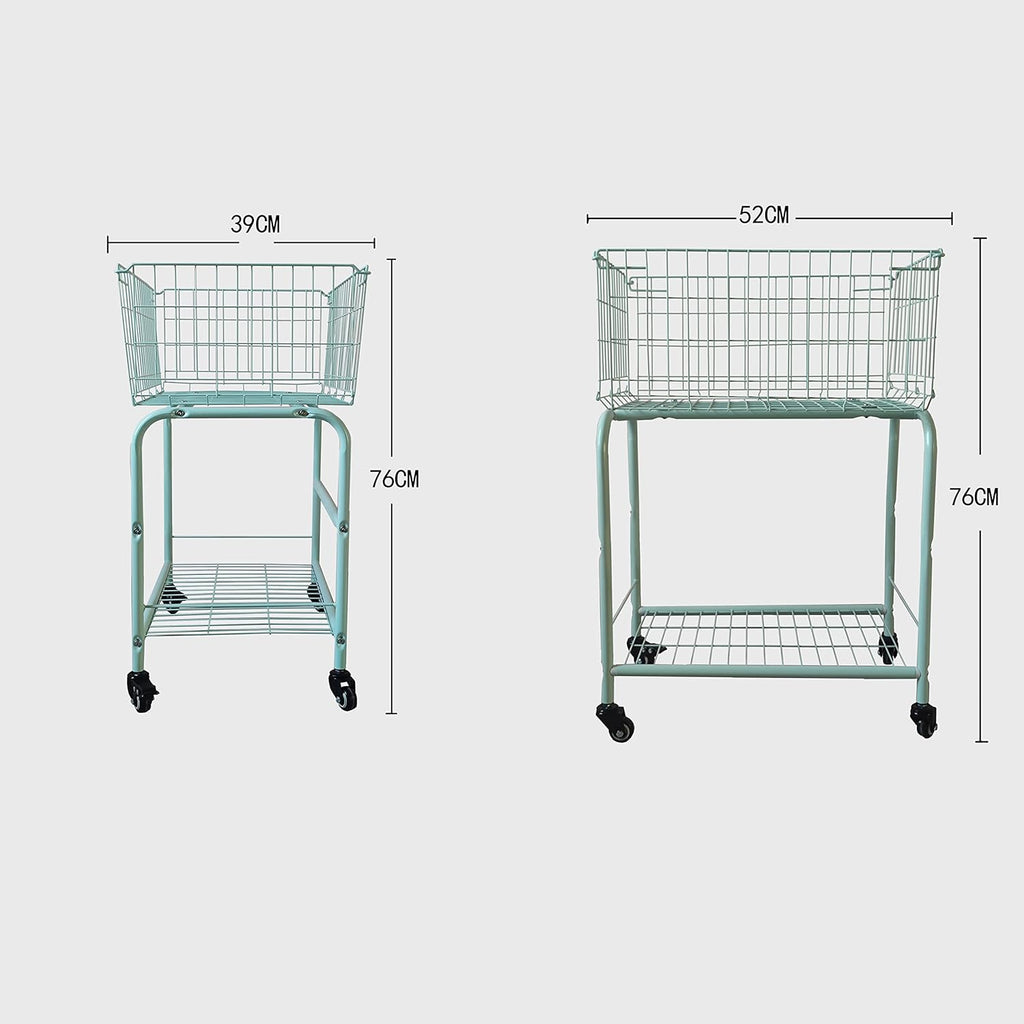 29" Rolling Laundry Cart，Large Capacity Foldable Hamper Basket,MINT Color | Bedroom, Closet Organizer Storage for Home, Dorm(MINT)