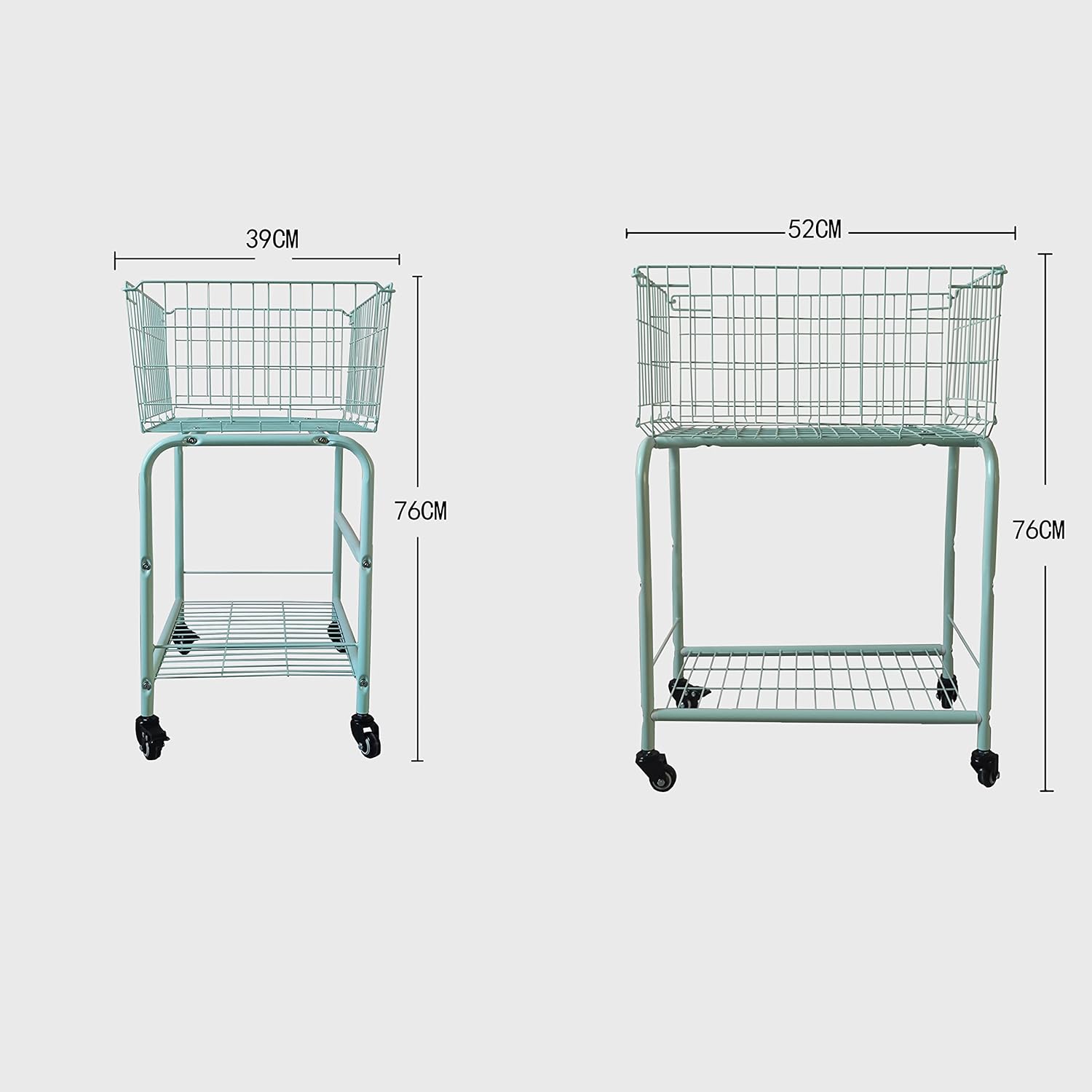 29" Rolling Laundry Cart，Large Capacity Foldable Hamper Basket,MINT Color | Bedroom, Closet Organizer Storage for Home, Dorm(MINT)