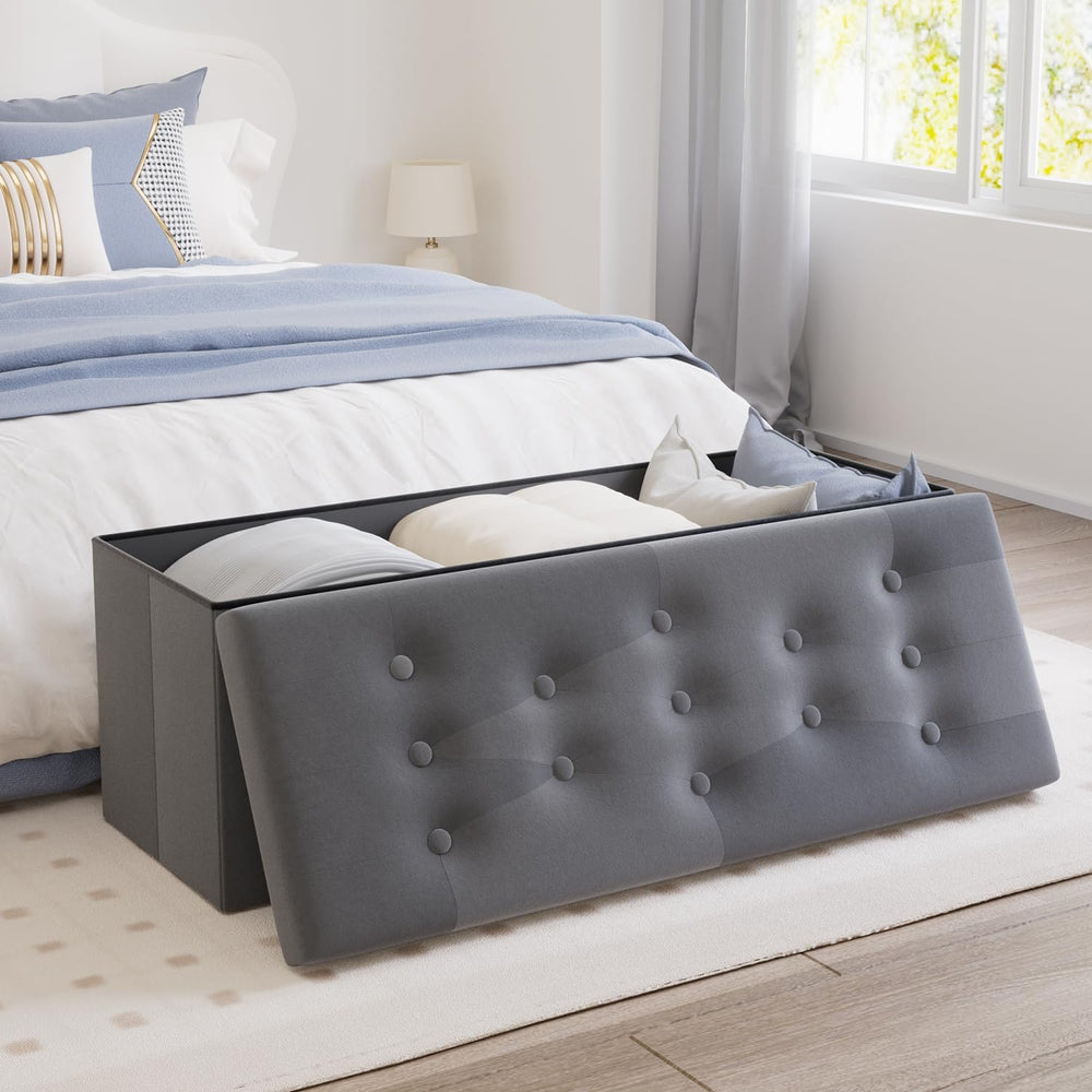 PRANDOM Jumbo Ottoman with Storage [1-Pack] Velvet Folding Small Square Foot ...