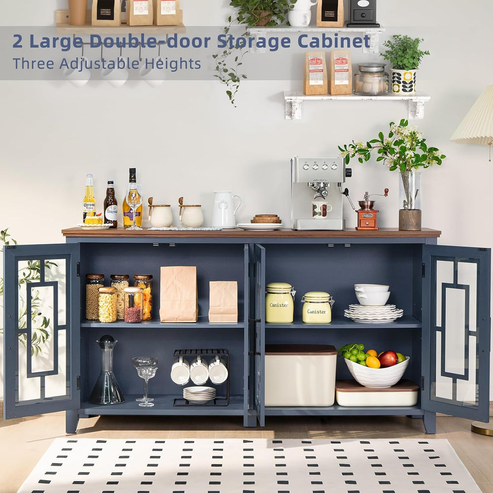 Joaxswe Large Sideboard Buffet Cabinet with Storage, 63" Farmhouse Navy ...