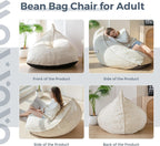 MAXYOYO Bean Bag Chairs for Adult, Giant Bean Bag Couch with Filler, Soft Lazy Sofa 43"x41"x35"
