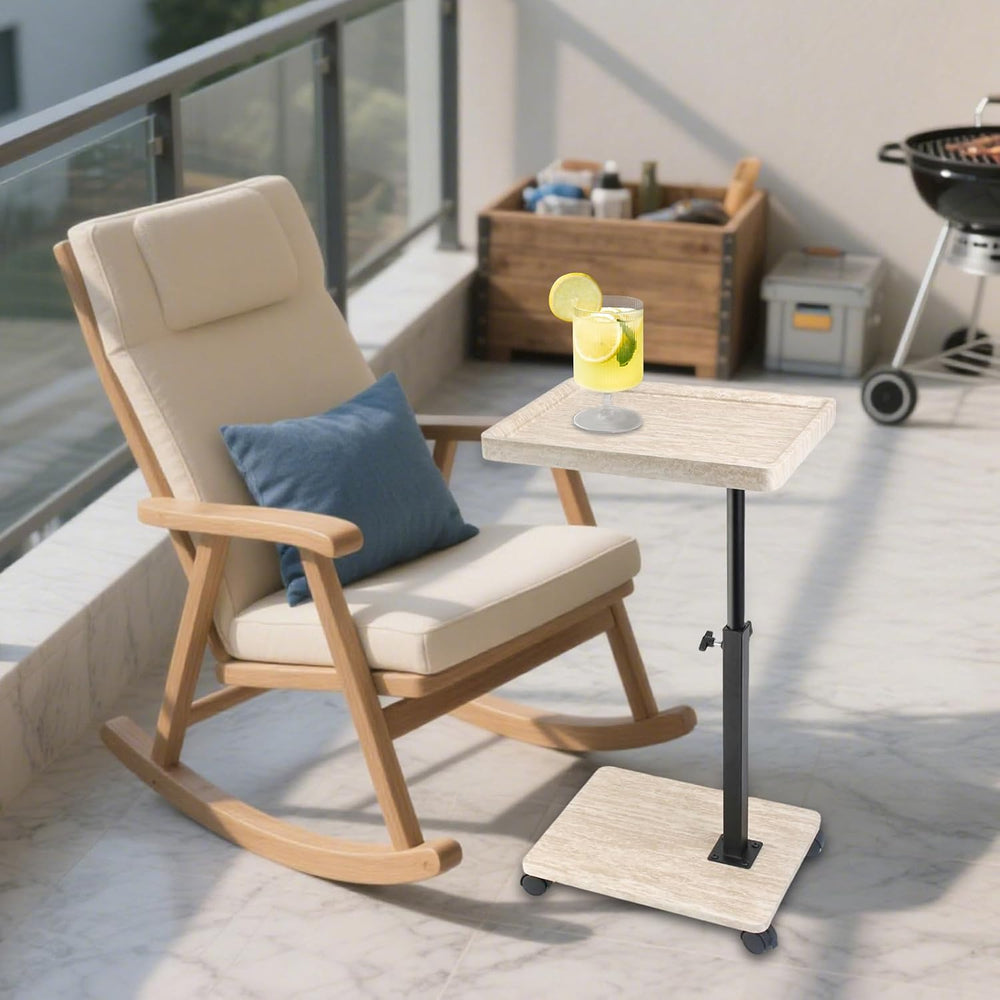 Simcat Adjustable Height C Shaped End Table, 360° Swivel Side Table TV Tray f...